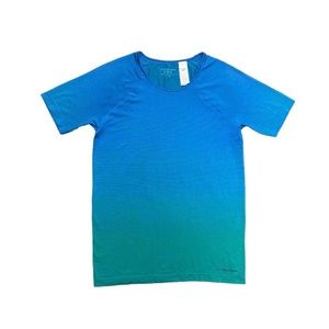 Brooks Short Sleeve Tee Women's Size‎ Medium Blue Green Ombre Seamless Stretch